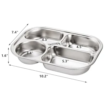 DEAYOU Stainless Steel Divided Plates for Kids and Adults