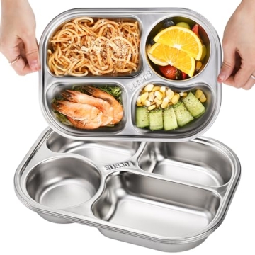 DEAYOU Stainless Steel Divided Plates for Kids and Adults