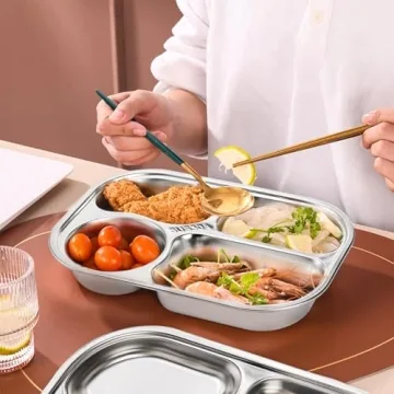 DEAYOU Stainless Steel Divided Plates for Kids and Adults