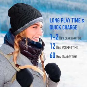 HIGHEVER Bluetooth Beanie Hat Stocking Stuffers for Men Women V5.0 Wireless Musical Bluetooth Cap Beanie with Speaker for Outdoor Winter Sport Tech Birthday Mens Gifts for Him/Teens/Boys/Girls Black