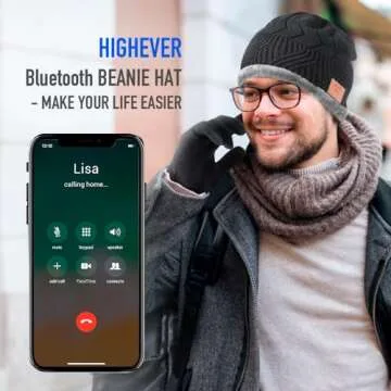 HIGHEVER Bluetooth Beanie Hat Stocking Stuffers for Men Women V5.0 Wireless Musical Bluetooth Cap Beanie with Speaker for Outdoor Winter Sport Tech Birthday Mens Gifts for Him/Teens/Boys/Girls Black
