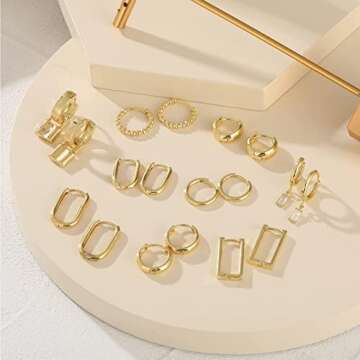 Small Gold Huggie Hoop Earrings Set for Women, Hypoallergenic Twisted Cartilage Hoops, Tiny Silver Hoop Earrings Jewelry for Multiple Piercing (1-1-5)