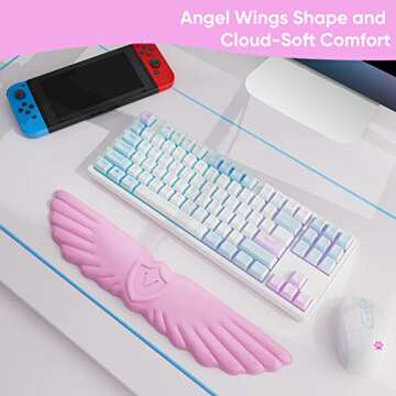 Angel Wing Cloud Keyboard Wrist Rest, Soft Leather Memory Foam Keyboard Wrist Support for Pain Relie...
