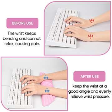 Angel Wing Cloud Keyboard Wrist Rest, Soft Leather Memory Foam Keyboard Wrist Support for Pain Relief, Ergonomic Anti-Slip Computer Palm Rest for PC Gaming/Laptop/Hand Pad/Cute Desk(1-Wing Pink)