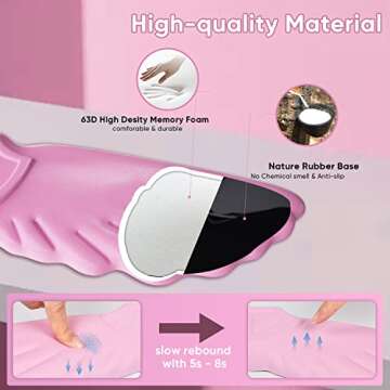 Angel Wing Cloud Keyboard Wrist Rest, Soft Leather Memory Foam Keyboard Wrist Support for Pain Relief, Ergonomic Anti-Slip Computer Palm Rest for PC Gaming/Laptop/Hand Pad/Cute Desk(1-Wing Pink)