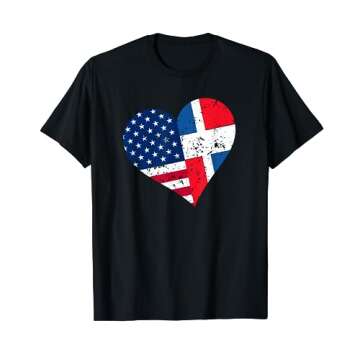 Dominican Republic USA Heart Distressed Dominican American T-Shirt