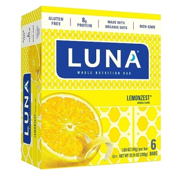 LUNA Bar LemonZest Flavor - Gluten-Free, Non-GMO Protein Snacks - 6 Pack