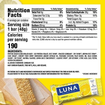 LUNA Bar LemonZest - Protein-Rich Gluten-Free Snack