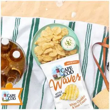 Cape Cod Waves Potato Chips Wavy Cut White Cheddar & Sour Cream, 7 Oz