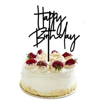 Durable Black Acrylic DIY Happy Birthday Cake Topper