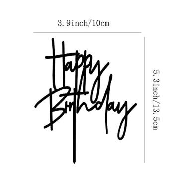 Durable Black Acrylic DIY Happy Birthday Cake Topper
