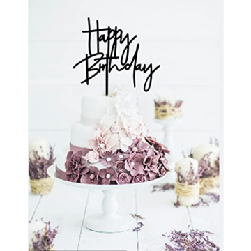 Durable Black Acrylic DIY Happy Birthday Cake Topper