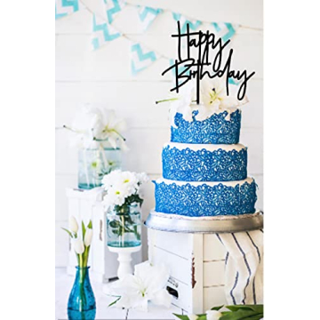 Durable Black Acrylic DIY Happy Birthday Cake Topper