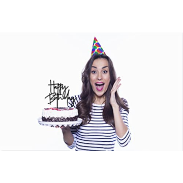 Durable Black Acrylic DIY Happy Birthday Cake Topper