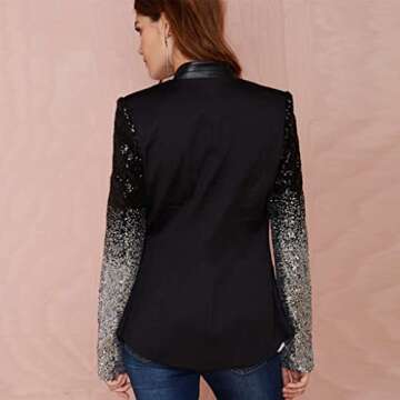 ebossy Women's Sequin Blazer Long Sleeve Slim Jacket for Stylish Outings