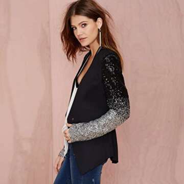 ebossy Sequin Blazer for Women - Slim Fit Stage Coat