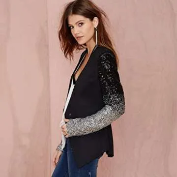 ebossy Sequin Blazer for Women - Slim Fit Stage Coat
