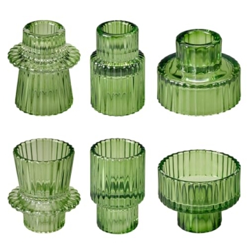 Elegant Green Candlestick Holders Set of 6 for Versatile Decor
