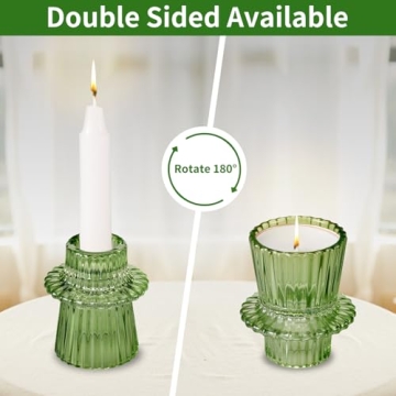 Elegant Green Taper Candlestick Holders Set of 6 for Decor