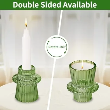 Elegant Green Taper Candlestick Holders Set of 6 for Decor