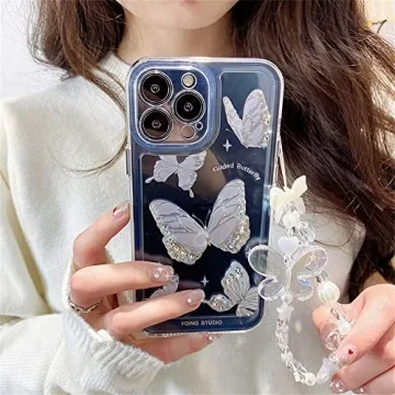 Fycyko iPhone 13/14 Butterfly Case with Pearl Chain