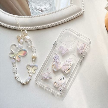Fycyko iPhone 13/14 Butterfly Case with Pearl Chain