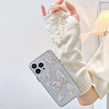 Fycyko iPhone 13/14 Butterfly Case with Pearl Chain