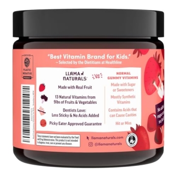 Llama Naturals Chewable Fruit Gummy Vitamins for Kids
