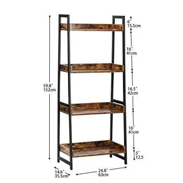 IRONCK 4-Tier Industrial Bookshelf - Stylish Storage Solution