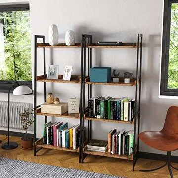IRONCK 4-Tier Industrial Bookshelf - Stylish Storage Solution