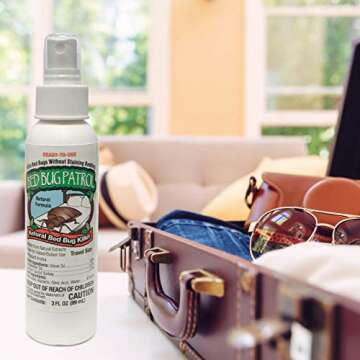 Bed Bug Travel Spray by Bed Bug Patrol - Natural Bed Bug Killer - Child & Pet Safe - Plant Based - Non-Toxic - TSA Approved - for Hotels, Airbnb, Rideshare, Luggage - 3oz Travel Size
