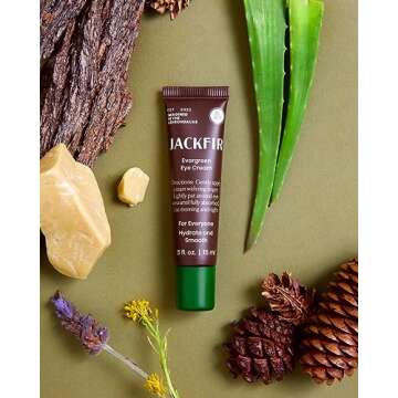 Jackfir The Evergreen Eye Cream, Natural Eye Cream for Men, Helps Reduce Puffiness and Brighten Under Eye Dark Circles, EWG Verified, Organic Ingredients, For All Skin Types, 0.5 Fl Oz