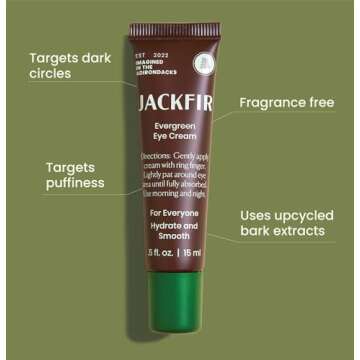 Jackfir The Evergreen Eye Cream, Natural Eye Cream for Men, Helps Reduce Puffiness and Brighten Under Eye Dark Circles, EWG Verified, Organic Ingredients, For All Skin Types, 0.5 Fl Oz