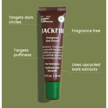 Jackfir The Evergreen Eye Cream, Natural Eye Cream for Men, Helps Reduce Puffiness and Brighten Under Eye Dark Circles, EWG Verified, Organic Ingredients, For All Skin Types, 0.5 Fl Oz