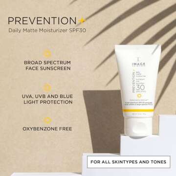 IMAGE Skincare PREVENTION+ Daily Matte Moisturizer SPF 30 - Zinc Oxide Face Sunscreen, Travel Size 1...