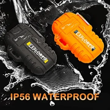 2 Pack Waterproof Lighter for Outdoor, Windproof Torch Lighter, Dual Arc Butane Electric Lighter, USB Rechargeable, Flameless Plasma Lighter for Camping Hiking Adventure Survival Tactical Gear