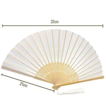 FANSOF.FANS Pack of 10 Fabric Handheld Fan with a Tassel Grade A Bamboo Ribs Party Wedding Favour (W...