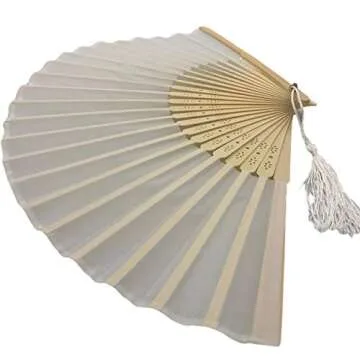 Stylish Pack of 10 Fabric Handheld Fans with Tassels