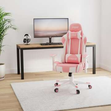 GTRACING Gaming Chair Racing Office Computer Ergonomic Video Game Chair Backrest and Seat Height Adjustable Swivel Recliner with Headrest and Lumbar Pillow Esports Chair (Pink)