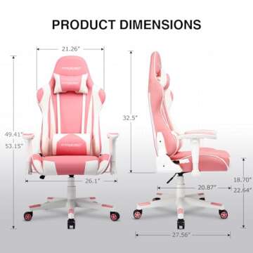 GTRACING Gaming Chair Racing Office Computer Ergonomic Video Game Chair Backrest and Seat Height Adjustable Swivel Recliner with Headrest and Lumbar Pillow Esports Chair (Pink)