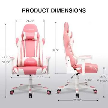 GTRACING Gaming Chair Racing Office Computer Ergonomic Video Game Chair Backrest and Seat Height Adjustable Swivel Recliner with Headrest and Lumbar Pillow Esports Chair (Pink)