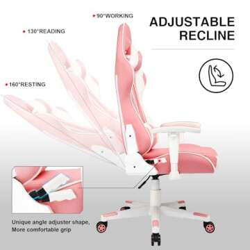 GTRACING Gaming Chair Racing Office Computer Ergonomic Video Game Chair Backrest and Seat Height Adjustable Swivel Recliner with Headrest and Lumbar Pillow Esports Chair (Pink)