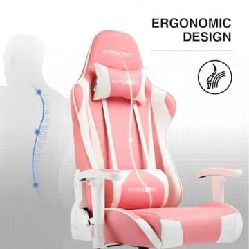 GTRACING Gaming Chair Racing Office Computer Ergonomic Video Game Chair Backrest and Seat Height Adjustable Swivel Recliner with Headrest and Lumbar Pillow Esports Chair (Pink)
