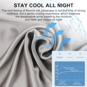 Ravmix Silk Pillowcase for Hair and Skin Soft Luxury