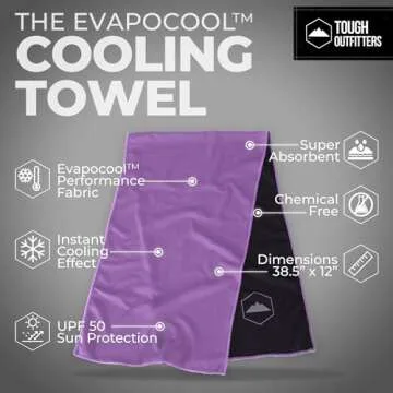 Tough Outdoors Cooling Towels (38.5"x12") - Cooling Towels for Neck & Face, Cooling Neck Wraps - Ice Towel & Sweat Rag for Camping, Gym, Yoga & Sports