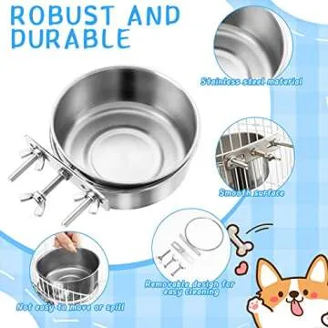Durable 8 Pcs Stainless Steel Dog Crate Water Bowls