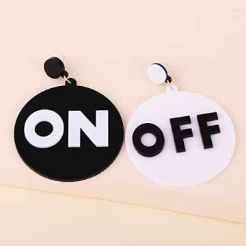 Punk Acrylic Spiral Circle Flowers Drop Earrings White Black Geometric Striped Checkered Dangle Earr...