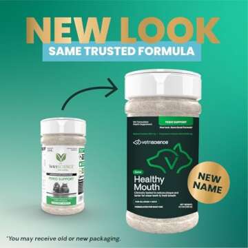 VetriScience Healthy Mouth Dog Dental Powder, Clinically Tested Dental Care for Dogs and Cats