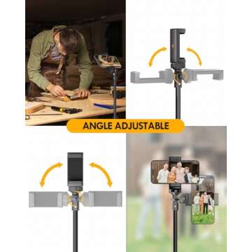 EMART 62’’ Cell Phone Tripod Stand for iPhone, Adjustable Floor Cellphone Tri Pod Holder with Remote, Portable Smartphone Compact Travel Selfie Stick for Video Recording Camera Ring Light Filming