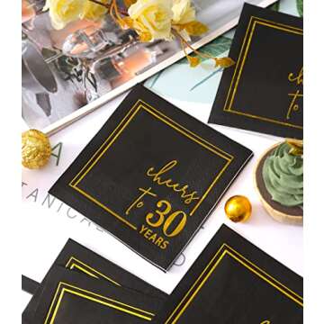 Elegant Cheers to Years Cocktail Napkins 50 PK